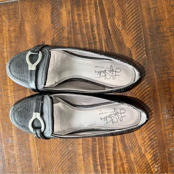 Soft Style Black Slip-On Loafer with Silver Buckle Detail - Picture 11 of 12